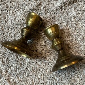 Vintage Brass Candle Holders - 5” tall